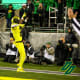 Oregon Ducks wide receiver Dont'e Thornton dances after a touchdown against the Washington Huskies.